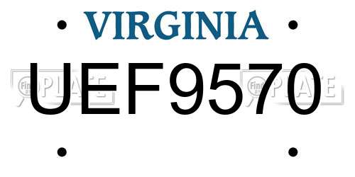 UEF9570 Virginia License Plate