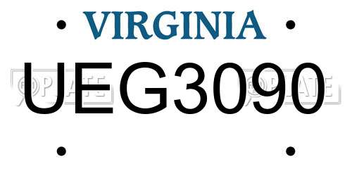 UEG3090 Virginia License Plate