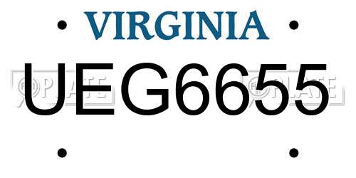 UEG6655 Virginia License Plate