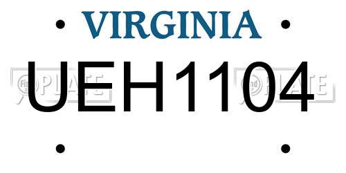 UEH1104 Virginia License Plate