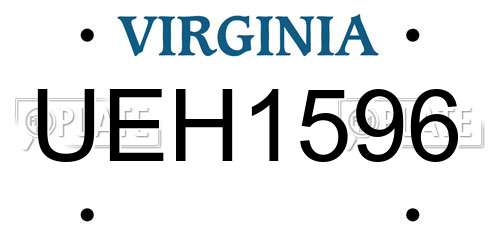 UEH1596 Virginia License Plate