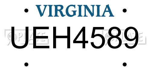 UEH4589 Virginia License Plate