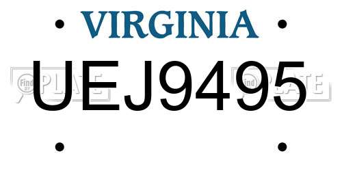 UEJ9495 Virginia License Plate