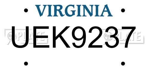 UEK9237 Virginia License Plate