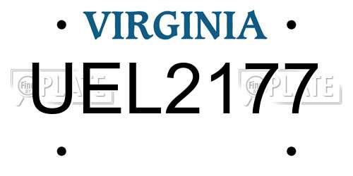 UEL2177 Virginia License Plate