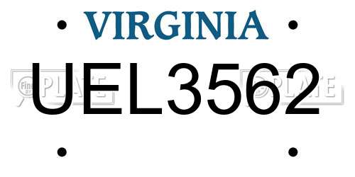 UEL3562 Virginia License Plate