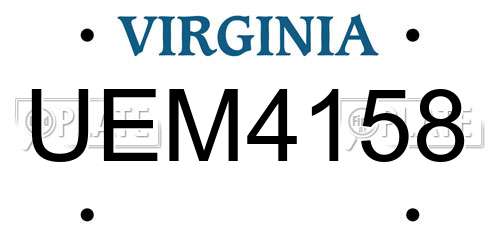UEM4158 Virginia License Plate