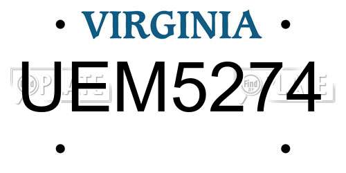 UEM5274 Virginia License Plate