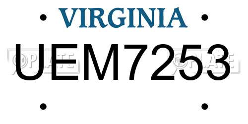 UEM7253 Virginia License Plate