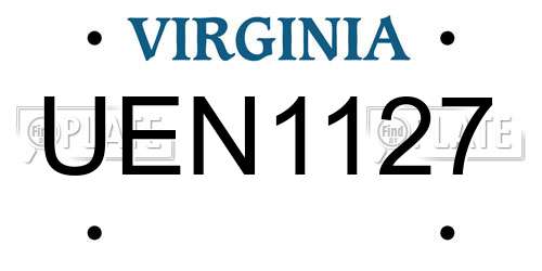 UEN1127 Virginia License Plate