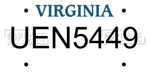 UEN5449 Virginia License Plate