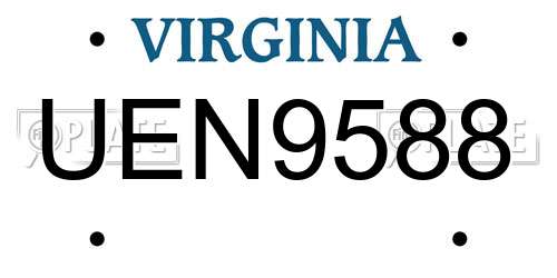 UEN9588 Virginia License Plate