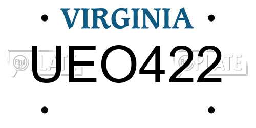 UEO422 Virginia License Plate