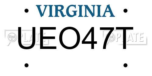 UEO47T Virginia License Plate