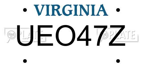 UEO47Z Virginia License Plate
