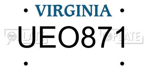 UEO871 Virginia License Plate