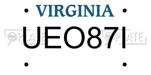 UEO87I Virginia License Plate
