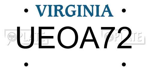 UEOA72 Virginia License Plate
