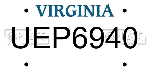 UEP6940 Virginia License Plate
