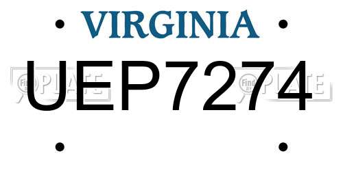 UEP7274 Virginia License Plate