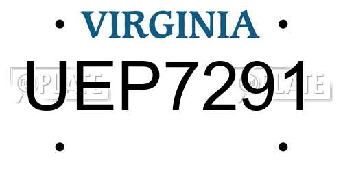 UEP7291 Virginia License Plate