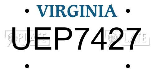 UEP7427 Virginia License Plate