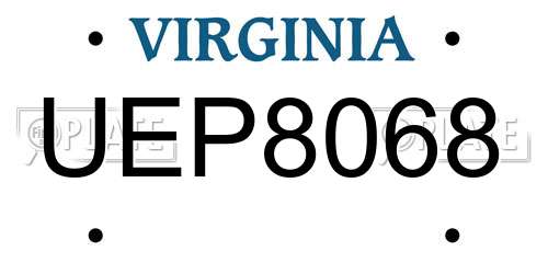 UEP8068 Virginia License Plate