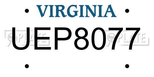 UEP8077 Virginia License Plate
