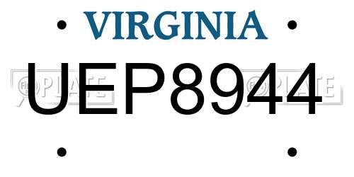 UEP8944 Virginia License Plate