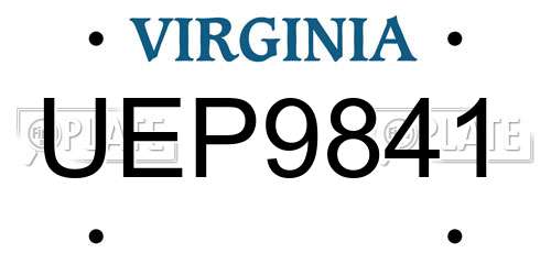 UEP9841 Virginia License Plate