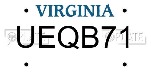 UEQB71 Virginia License Plate