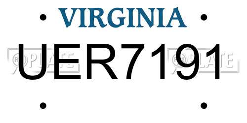 UER7191 Virginia License Plate