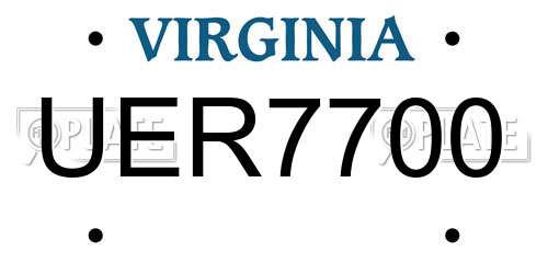 UER7700 Virginia License Plate