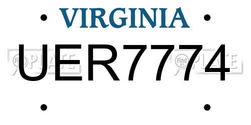 UER7774 Virginia License Plate
