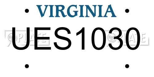 UES1030 Virginia License Plate