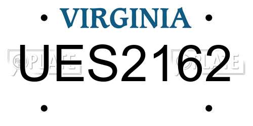 UES2162 Virginia License Plate