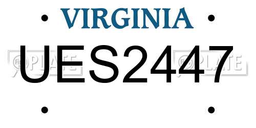 UES2447 Virginia License Plate