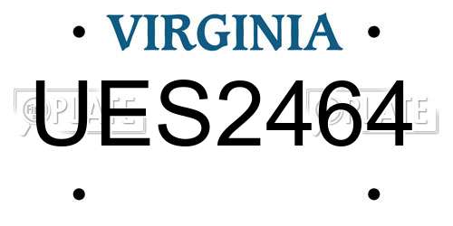 UES2464 Virginia License Plate