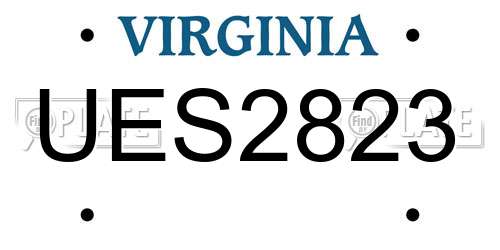 UES2823 Virginia License Plate