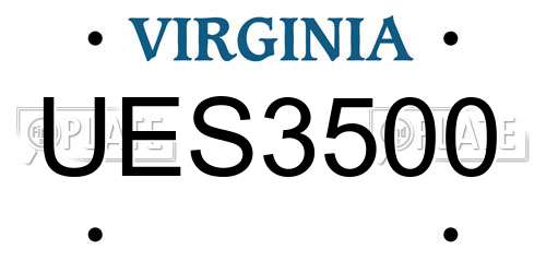 UES3500 Virginia License Plate