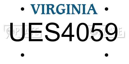 UES4059 Virginia License Plate