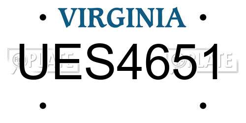 UES4651 Virginia License Plate