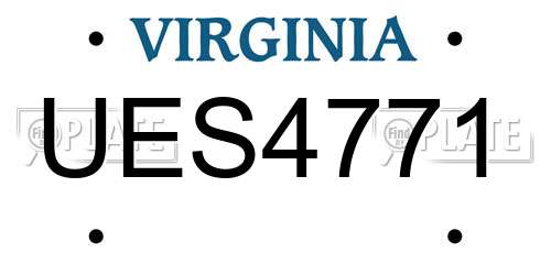 UES4771 Virginia License Plate