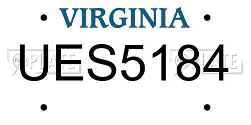 UES5184 Virginia License Plate