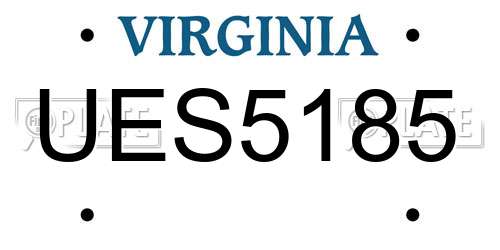 UES5185 Virginia License Plate