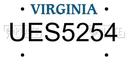 UES5254 Virginia License Plate