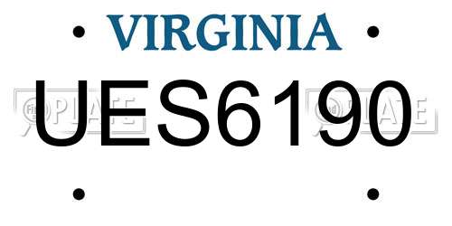 UES6190 Virginia License Plate