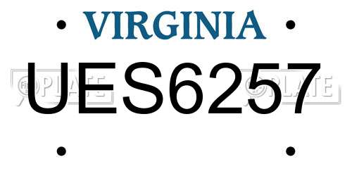UES6257 Virginia License Plate
