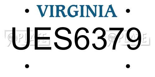 UES6379 Virginia License Plate