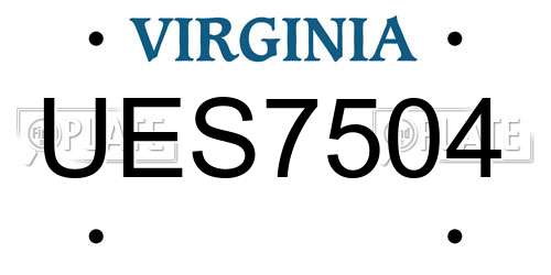 UES7504 Virginia License Plate